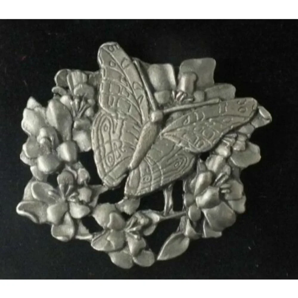 VTG Silver-Tone Brooch Pin BIRDS & BLOOMS BUTTERFLY Estate Limited Edition 1998